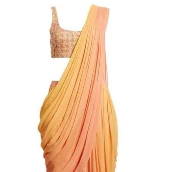 Sani Asra Dhoti Set Ombre Yellow/Pink Large Bottom & Medium Top $570 - Picture 5 of 9